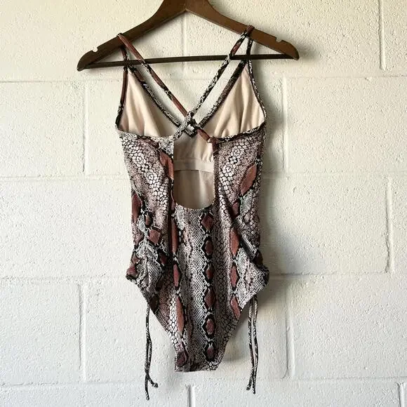 Kona Sol Snakeskin Animal Print One Piece Swimsuit Women’s Medium - Picture 2 of 4